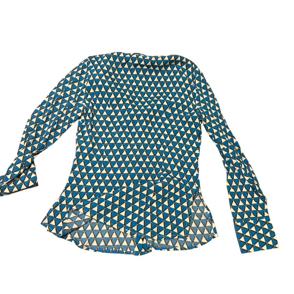 NWT Zara blue geometric satin set size XS shirt and pants flare 70a bloggers - Picture 5 of 14